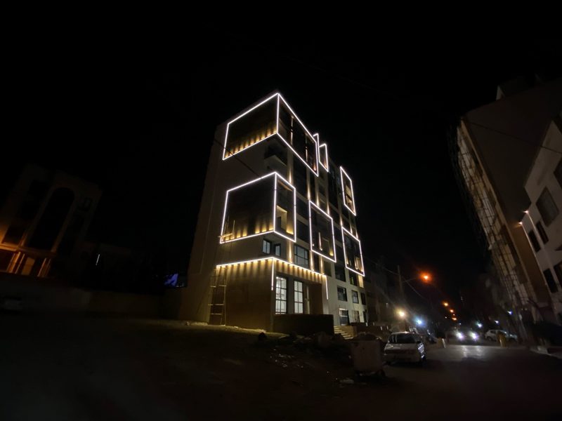 طراحی نورپردازی نمای پروژه بنیان سئول